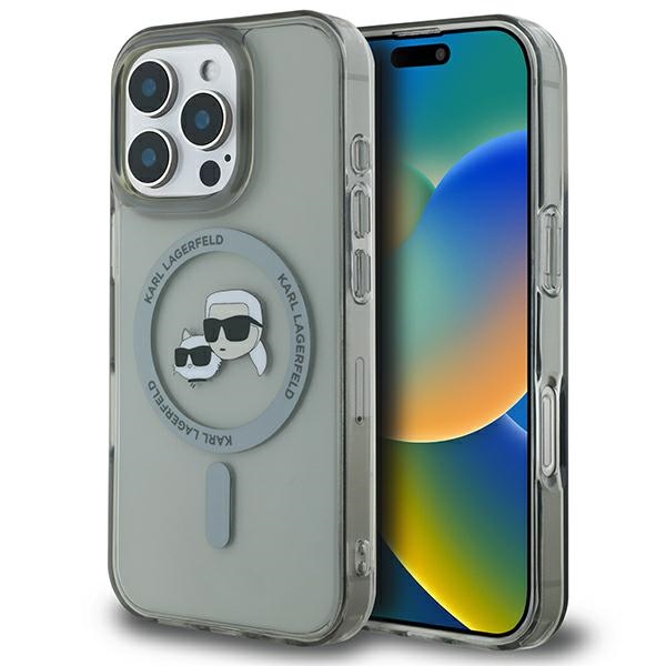 Чехол Karl Lagerfeld IML Metal Karl&Choupette Head MagSafe для iPhone 16 Pro Max (чёрный)