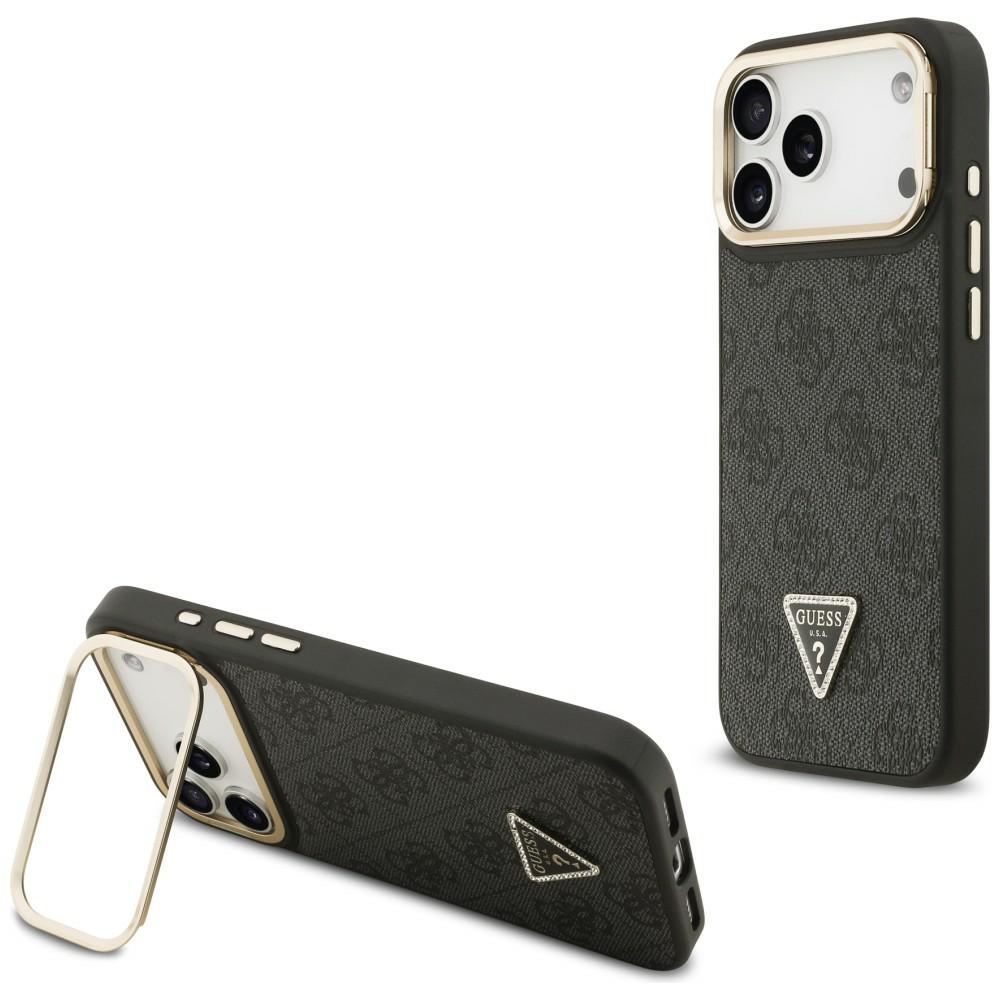 Guess 4G PU Triangle Logo & Alus Camera Magsafe Ümbris jaoks iPhone 17 Pro Max - must