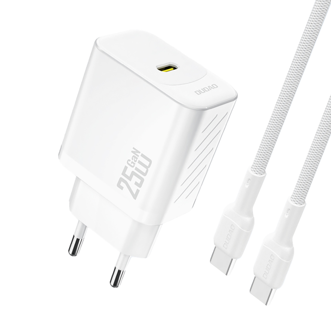 Dudao A27CEU PD 25W GaN USB-C seinalaadija USB-C kaabliga - valge
