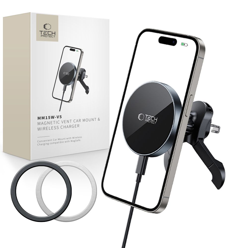 Tech-Protect mm15W-V5 Magnetic MagSafe Car Air Vent Mount - Black
