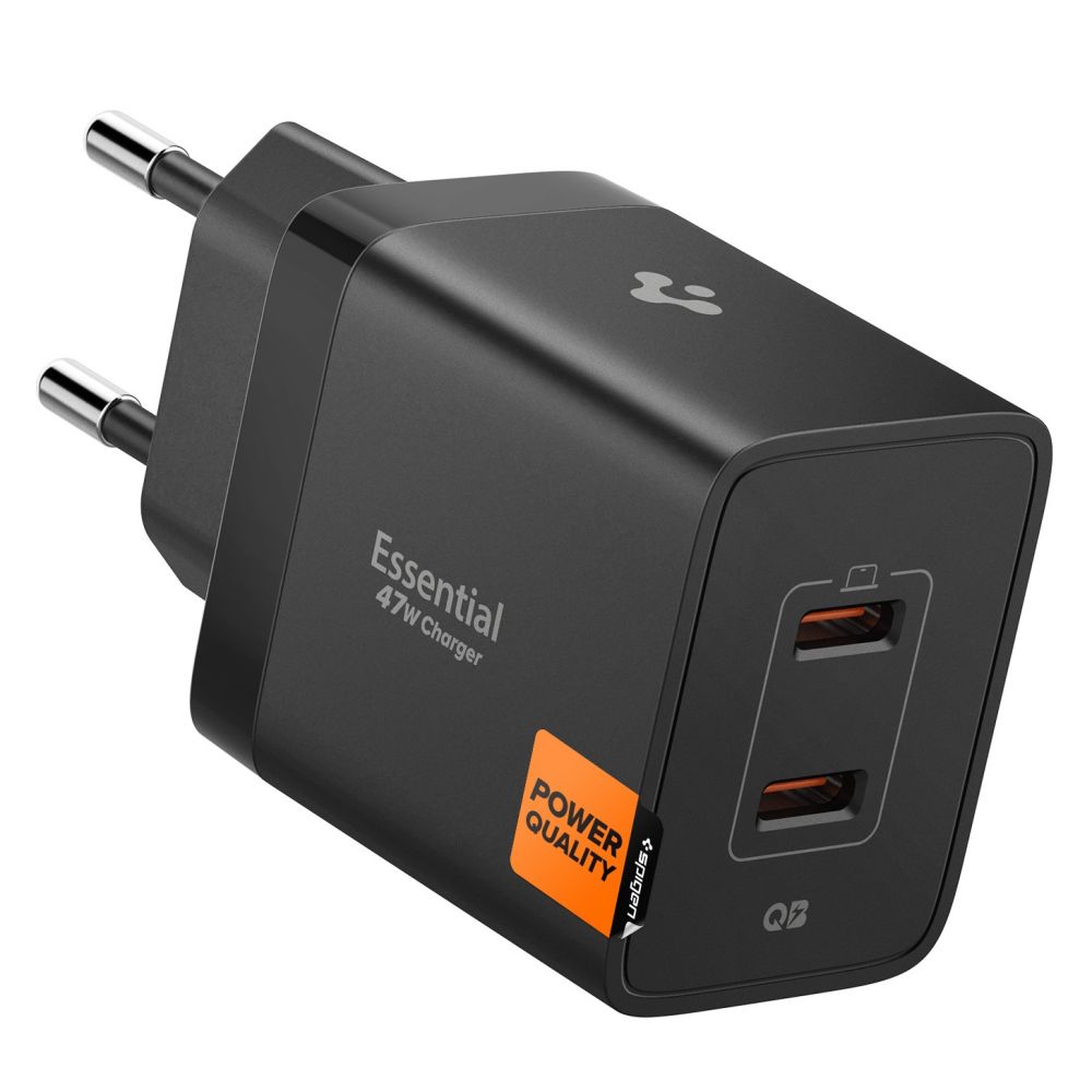 Spigen Essential EE472EU 2-port USC-C 47W wall laadija - must