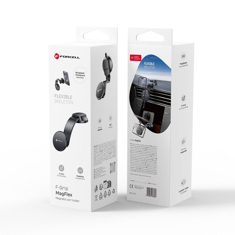 Magnetic car phone hoidja compatible with Magsafe Forcell F-Grip MagFlex windshield / dashboard must