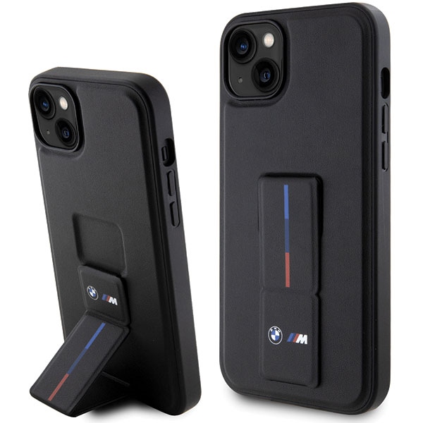 Чехол BMW Grip Stand Hot Stamp для iPhone 14 15 13 - чёрный