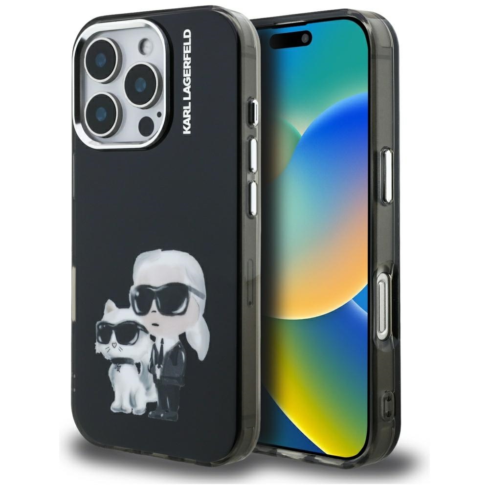Karl Lagerfeld IML Aquarelle Karl & Choupette & Logo iPhone 16 Pro Ümbris must