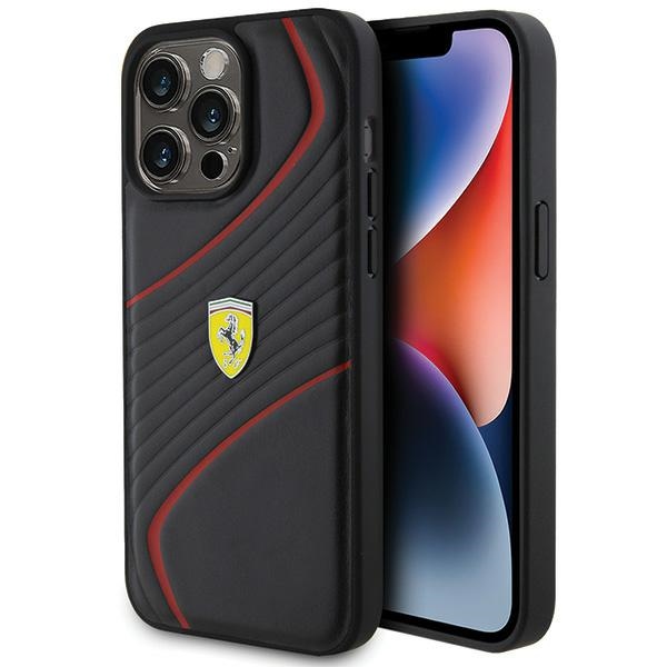 Ferrari Twist Metal Logo ümbris iPhone 15 Pro Max must