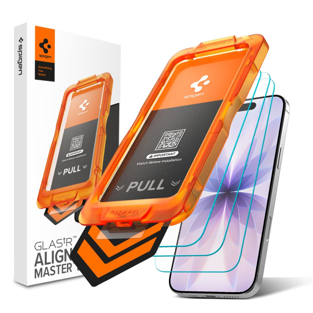 Spigen Glas.tR AlignMaster Slim set of 3 tempered-glass screen protectors for iPhone 17