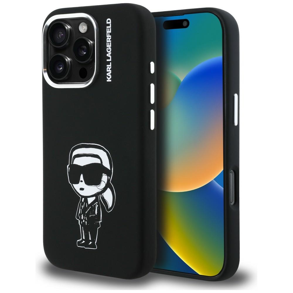 Чехол Karl Lagerfeld Silicone Karl Sketch MagSafe для iPhone 16 Pro чёрный