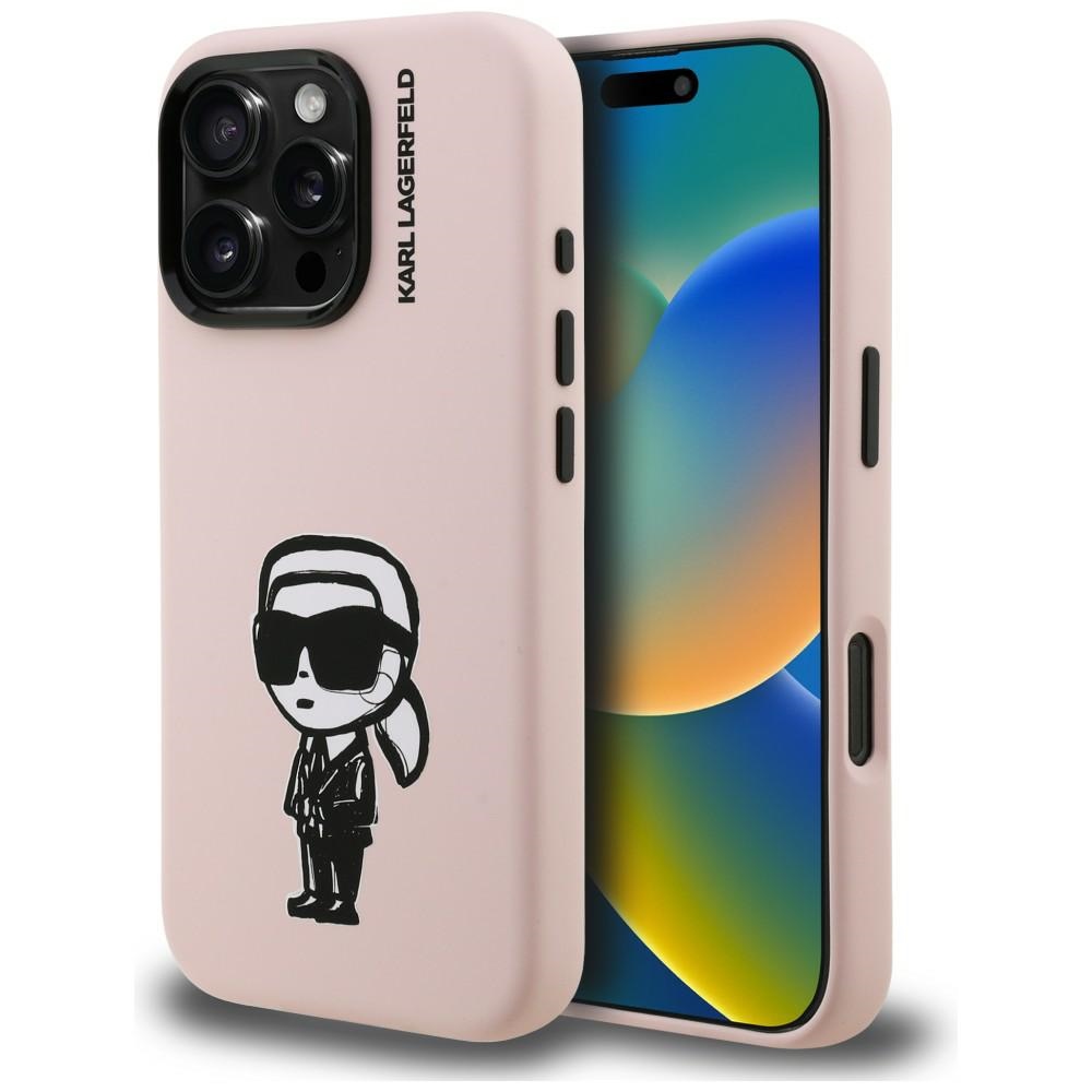 Чехол Karl Lagerfeld Silicone Karl Sketch MagSafe для iPhone 16 Pro розовый