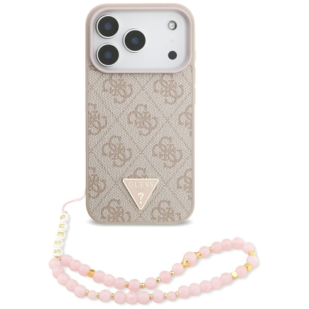 Чехол Guess 4G Strap Triangle Logo MagSafe для iPhone 17 Pro розовый