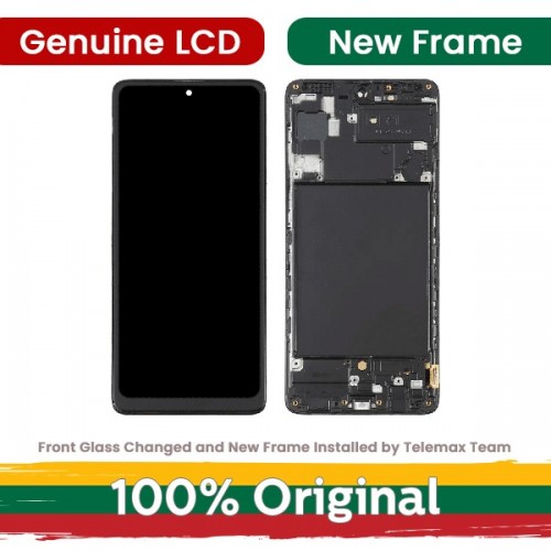 LCD Display Compatible With Samsung A715 A71 Black with frame (Telemax Renewed)