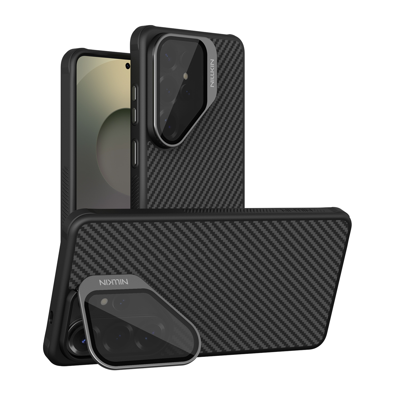 Nillkin CarboProp магнитный чехол с крышкой камеры и подставкой совместимый с MagSafe для Samsung S26 Ultra чёрный