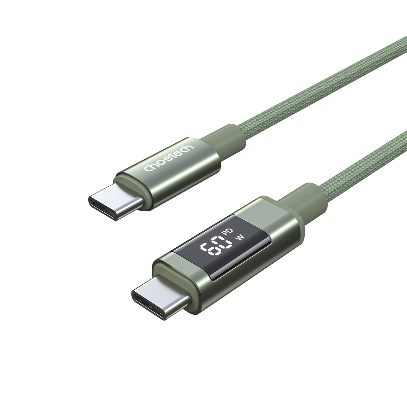 Choetech XCC-1068 PD 60W USB-C - USB-C kaabel ekraaniga 1.2 m - roheline