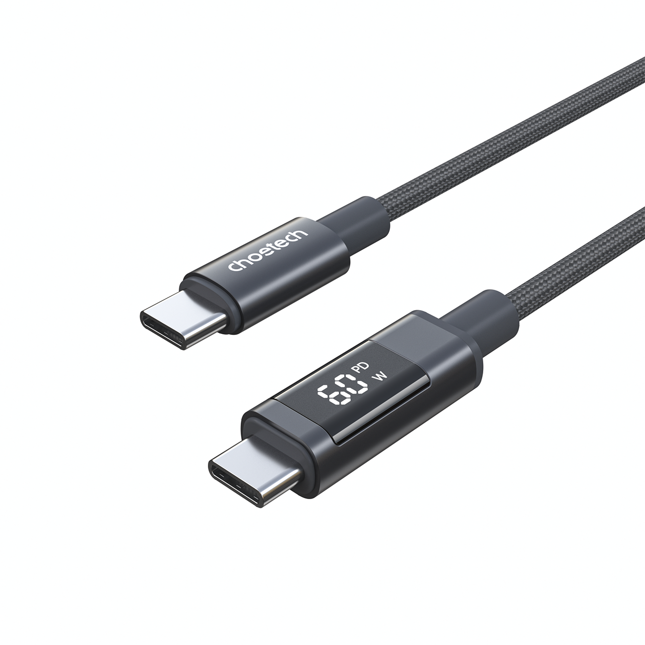 Choetech XCC-1068 PD 60W USB-C - USB-C kaabel ekraaniga 1.2 m - must
