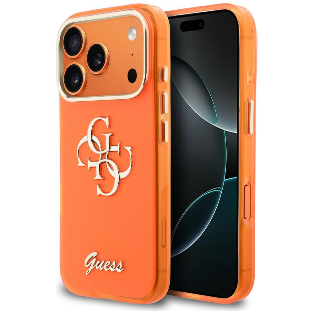 Guess IML 4G Script Metal Ümbris for iPhone 17 Pro - oranž
