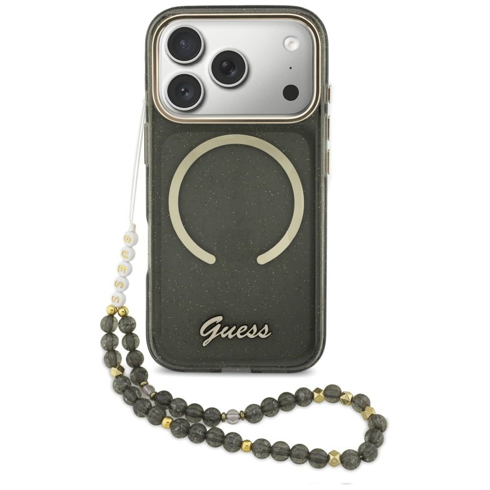 Guess IML Glitters Script Rihm MagSafe Ümbris for iPhone 17 Pro - must