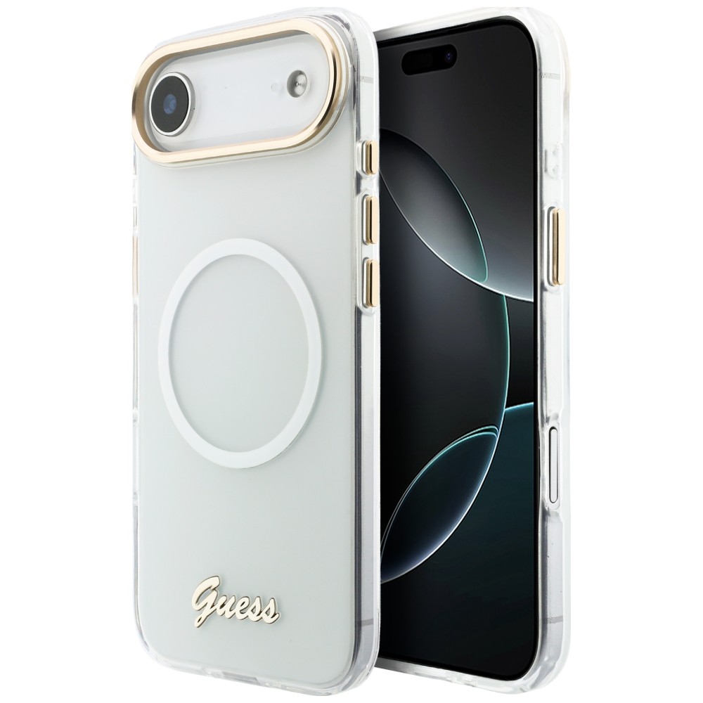 Guess IML Gradient Script Metal MagSafe Ümbris for iPhone Air - valge