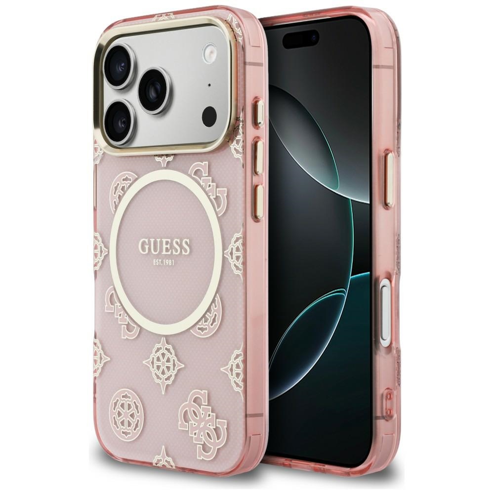 Guess IML Peony Dot MagSafe ümbris for iPhone 17 Pro - roosa