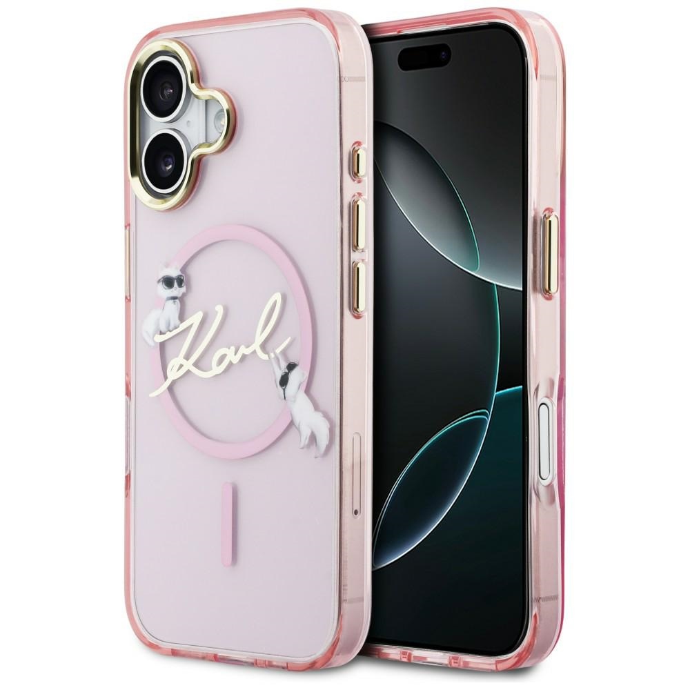 Karl Lagerfeld IML Choupettes Karl Script Logo MagSafe iPhone 17 Ümbris - roosa