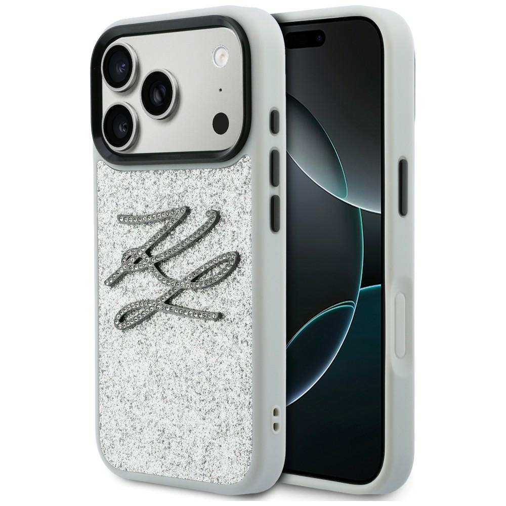 Karl Lagerfeld IML Glitter KL Diamond Logo ümbris for iPhone 17 Pro - hõbedane