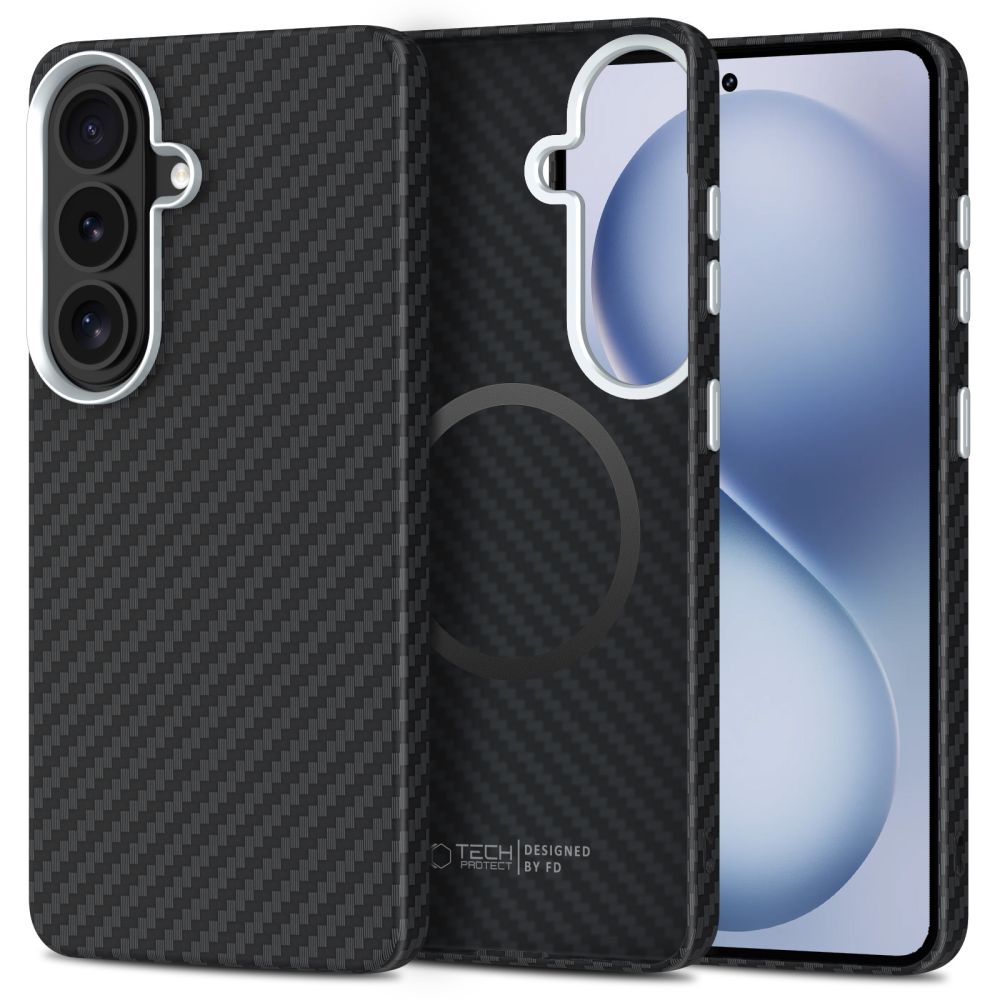 Tech-Protect Ion Carbon MagSafe Ümbris for Samsung Galaxy S26 - must and hõbedane