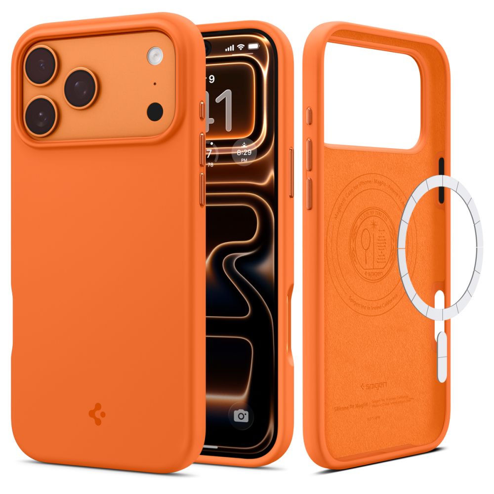 Spigen Silikoon Fit Mag MagSafe Ümbris for iPhone 17 Pro Max - oranž