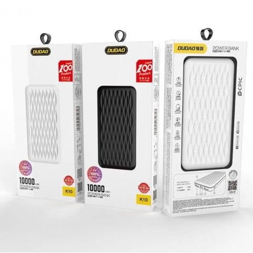 Akupank Dudao "K10" Must 10000mAh (2xUSB / 1xType-C / 2A)