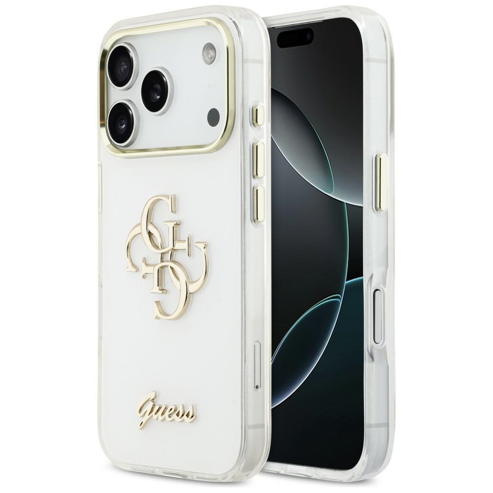 Guess IML 4G Script Metal Ümbris for iPhone 17 Pro Max - valge