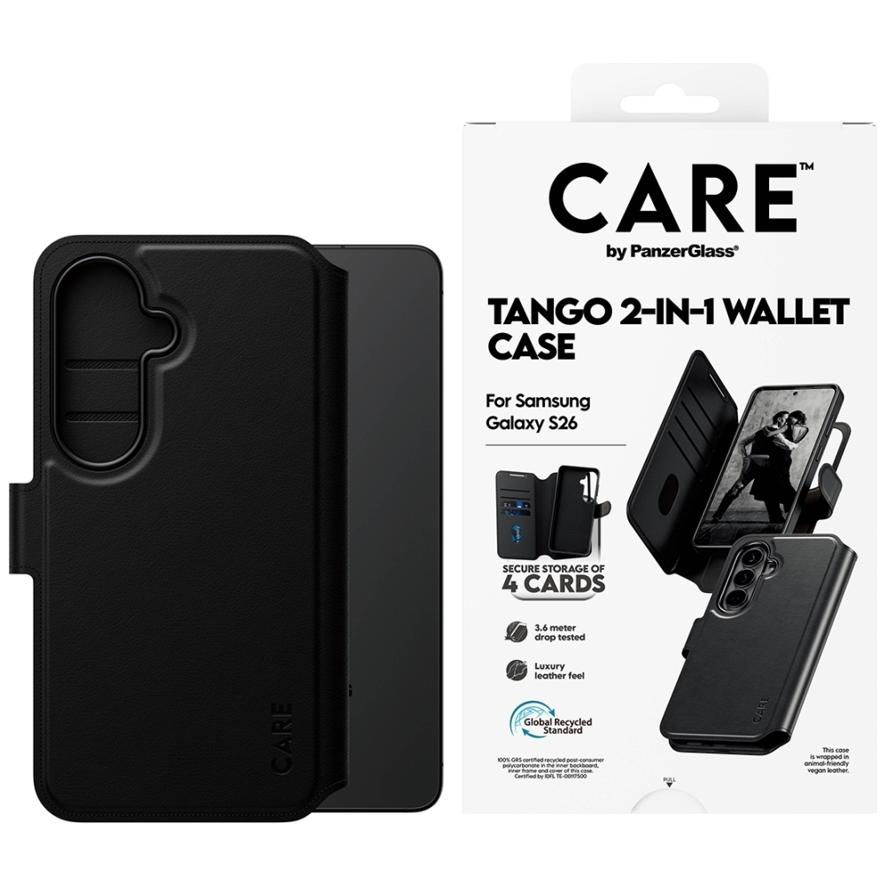 CARE by PanzerGlass Tango 2in1 Wallet ümbris Samsung Galaxy S26 - must