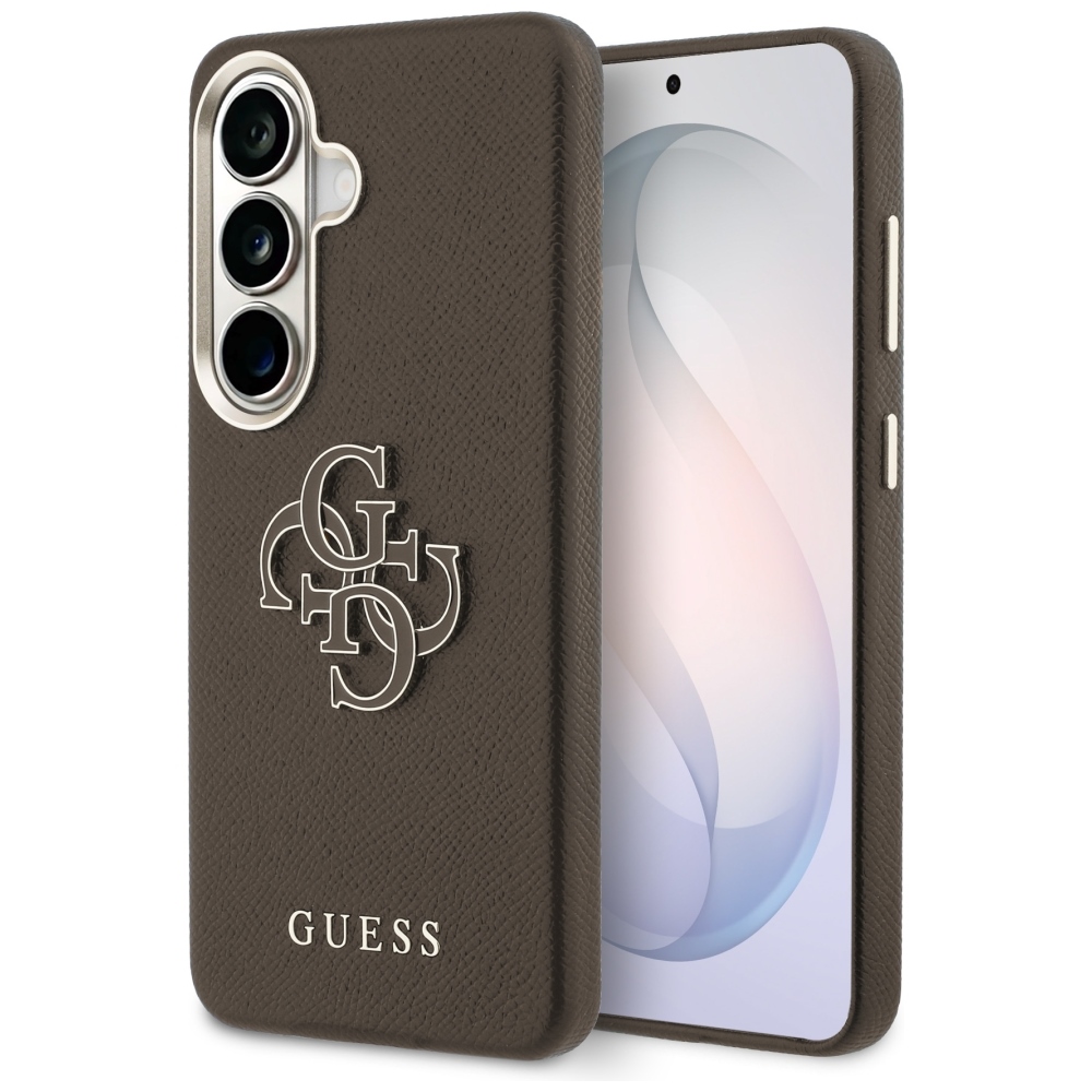 Guess ümbris Grained Big 4G Metal Logo Samsung Galaxy S26 Plus pruun