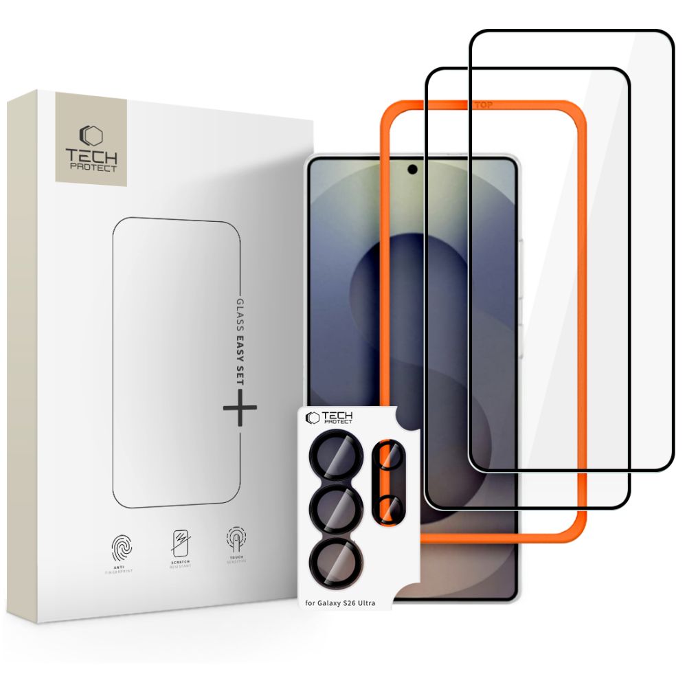 Tech-Protect Easy Set+ 3-pakk karastatud klaas Galaxy S26 Ultra must