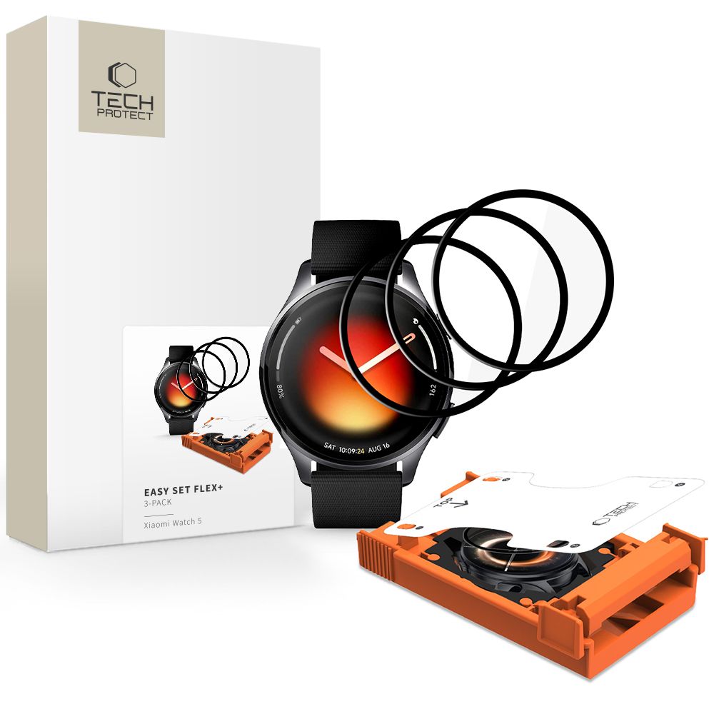 Tech-Protect Easy Set Flex+ 3-pakk hübriidklaas Xiaomi Watch 5 must