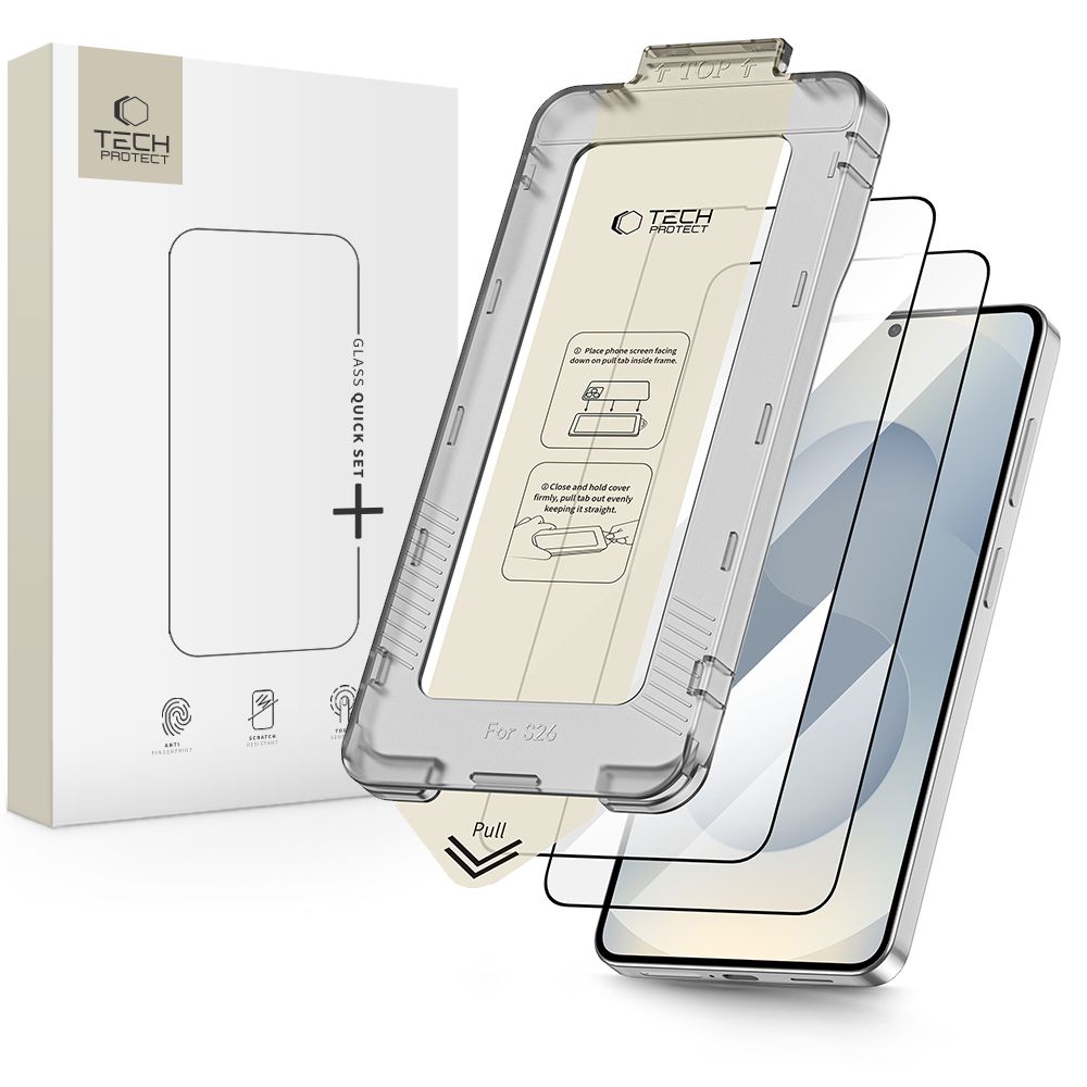 Karastatud klaas TECH-PROTECT QUICK SET+ 2-PACK GALAXY S26 must