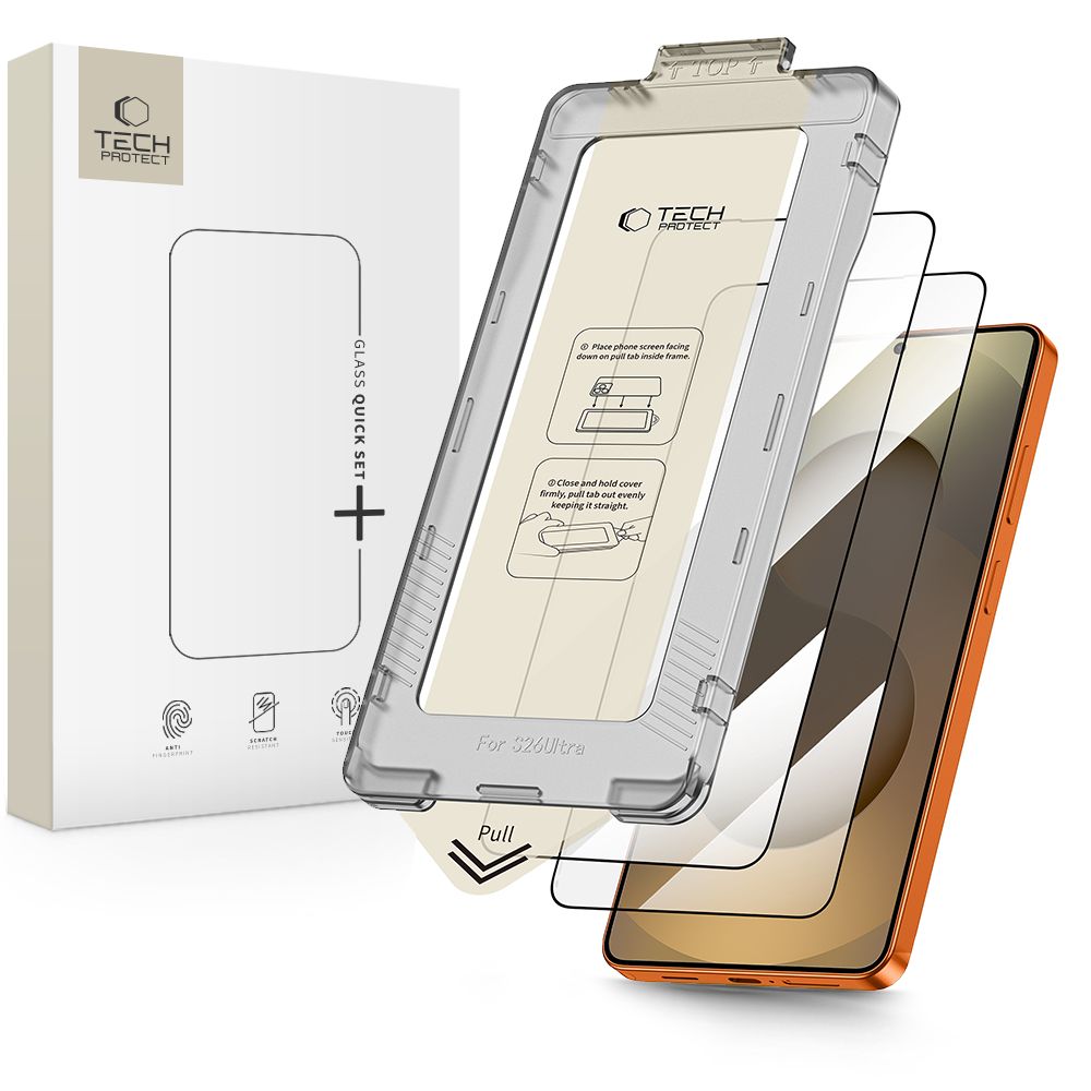 Karastatud klaas TECH-PROTECT Quick SET+ 2-PACK GALAXY S26 ULTRA must