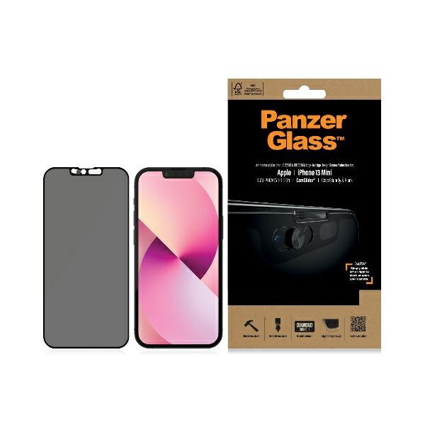 PanzerGlass E2E Microfracture karastatud klaas iPhone 13 Mini CamSlider privaatsus antibakteriaalne must