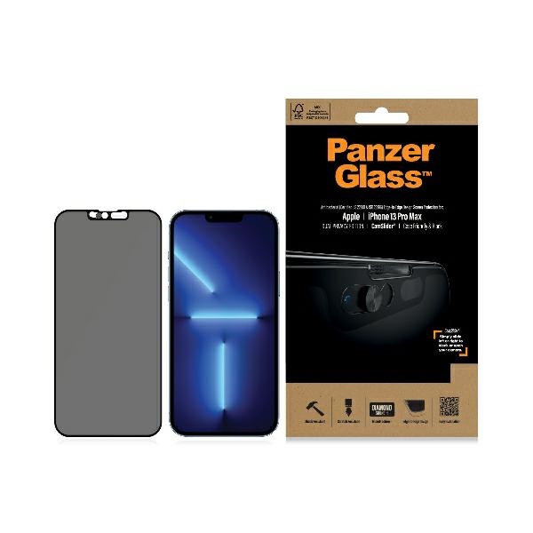 PanzerGlass E2E Microfracture karastatud klaas iPhone 13 Pro Max CamSlider privaatsus antibakteriaalne must