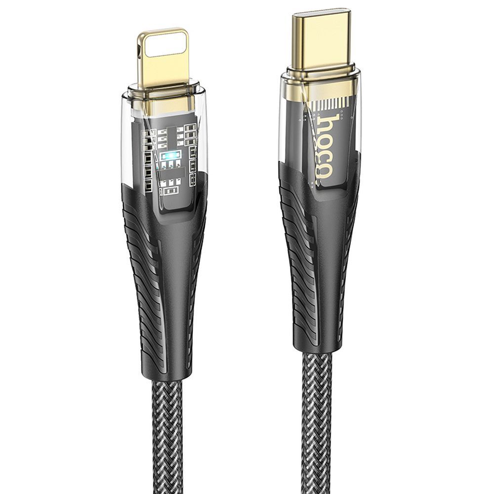 Кабель USB C to Lightning Hoco PD 27W 1,2 m U121 черный прозрачный