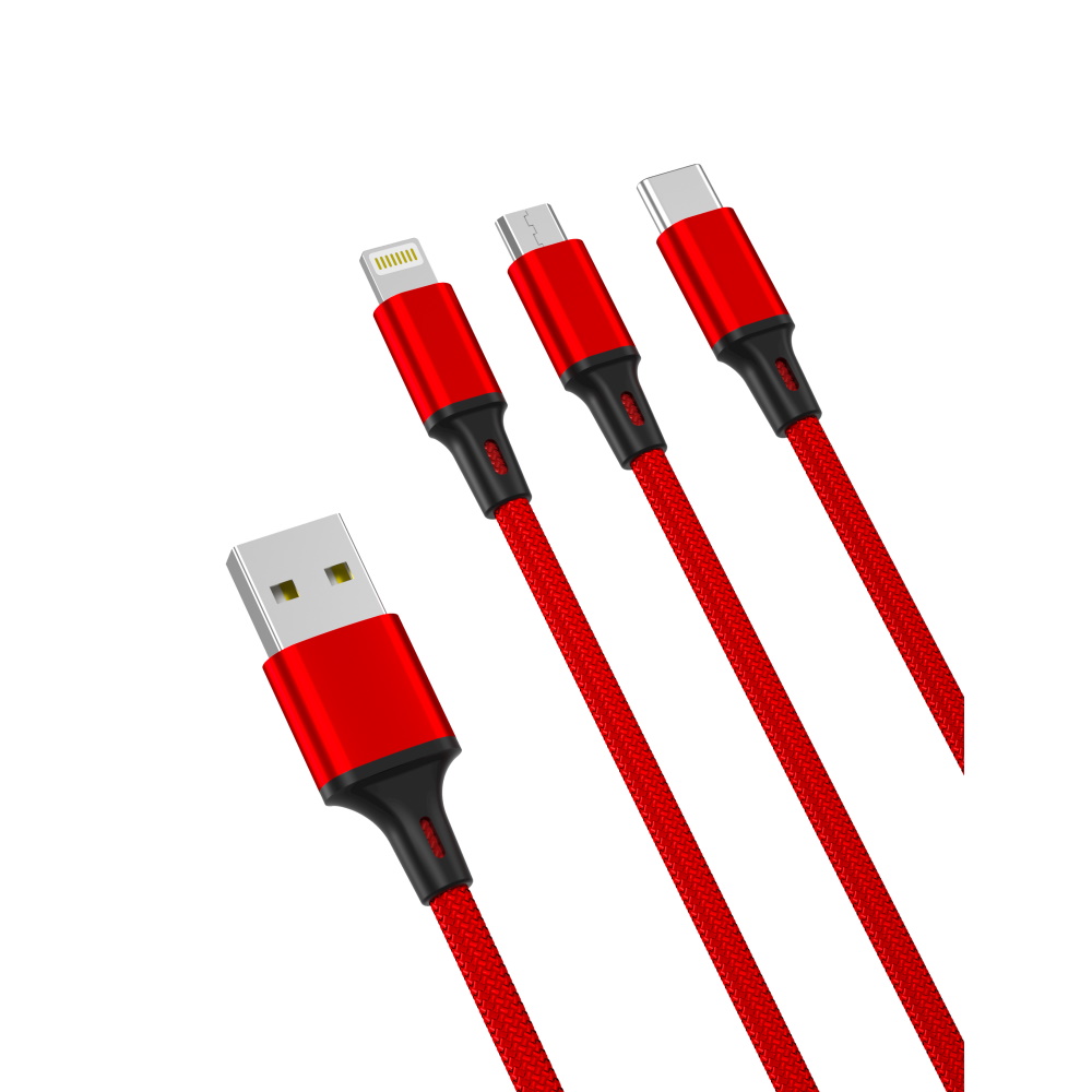 XO kaabel NB173 3in1 USB - Lightning + USB-C + microUSB 1,2 m 2,4A must