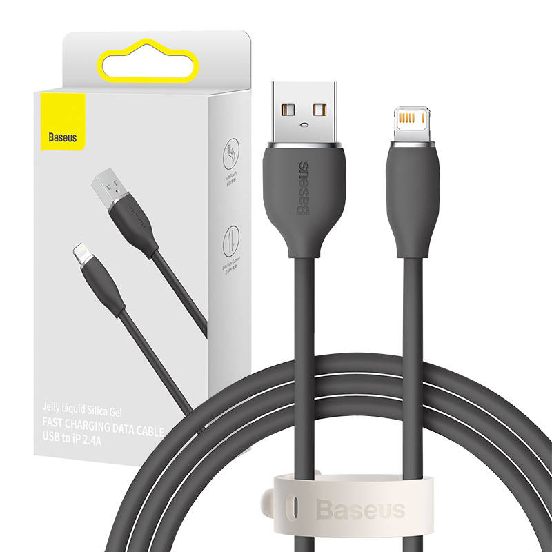 Кабель Baseus Jelly USB на Lightning 2.4A 1.2м (чёрный)