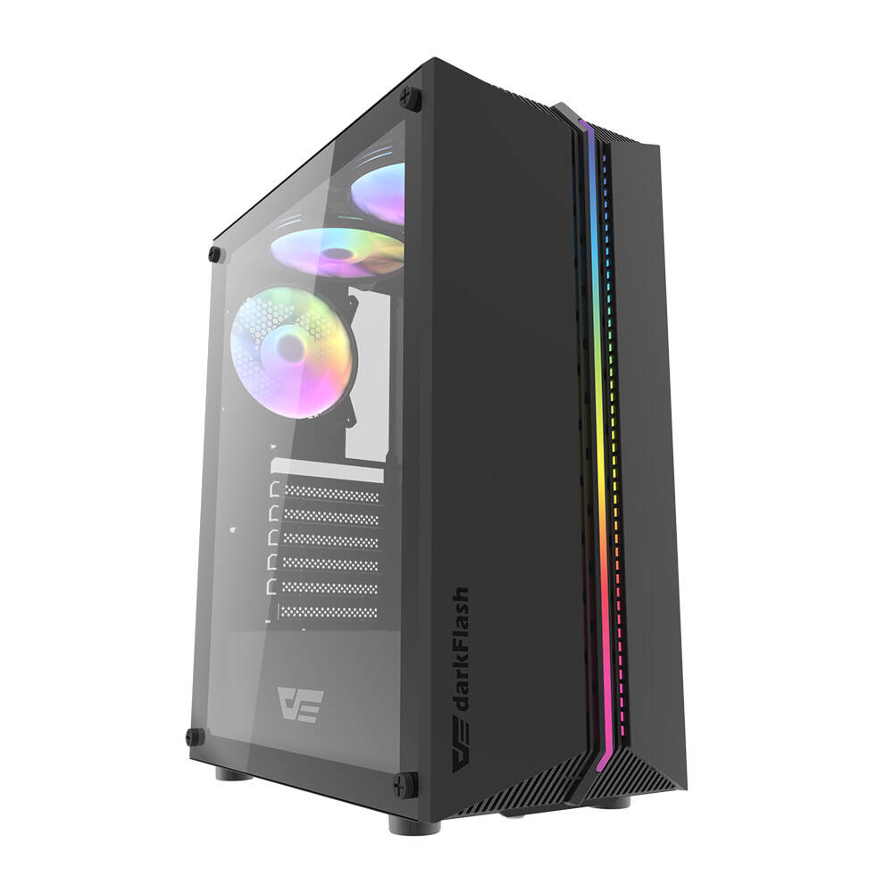 Darkflash DK151 LED computer ümbris (must) + 3 RGB fans