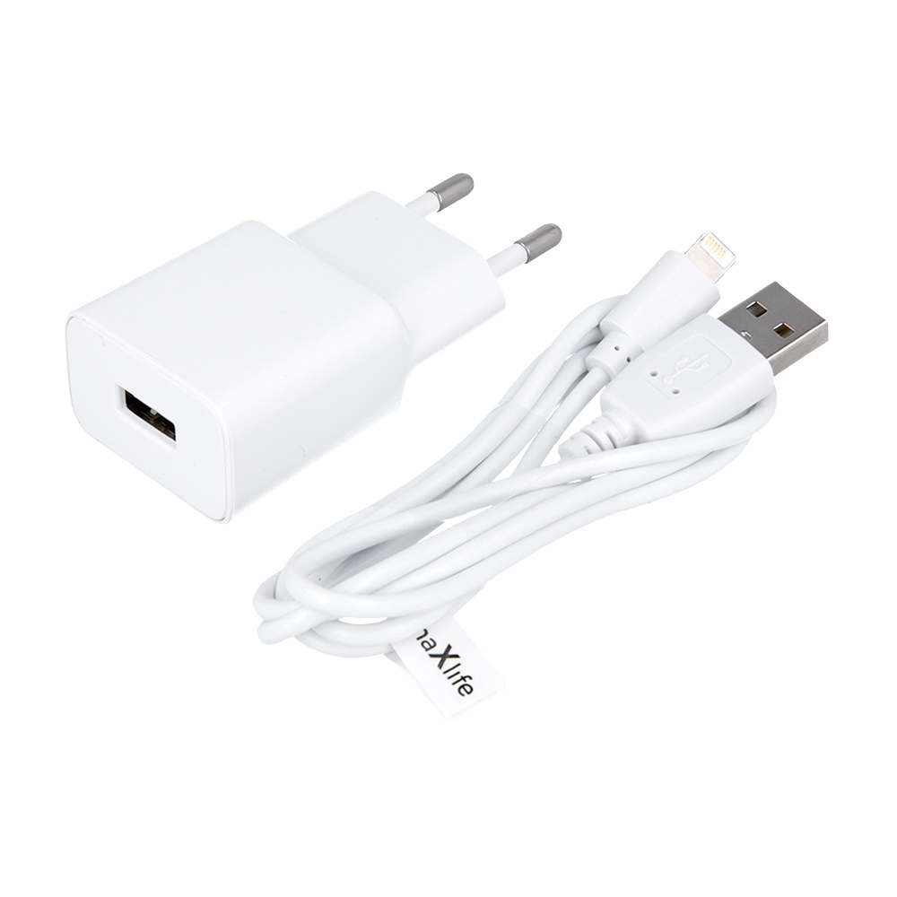 Maxlife MXTC-01 laadija 1x USB 1A valge + Lightning kaabel