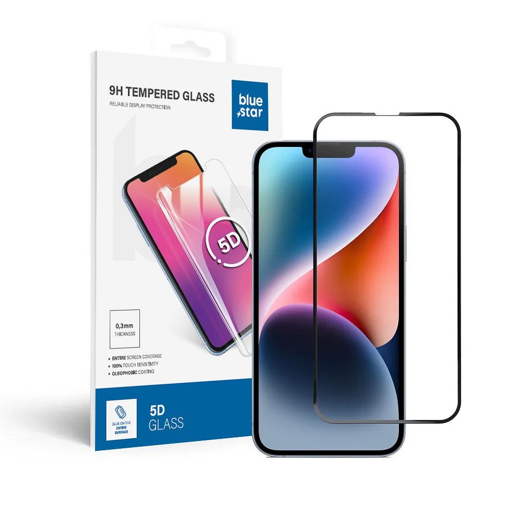 Karastatud klaas to iPhone 13 PRO MAX /14 PLUS (full glue) sinine Star 5D must