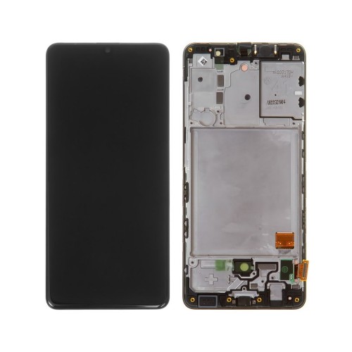 LCD Display Compatible With Samsung A415 A41 Black with Frame HQ