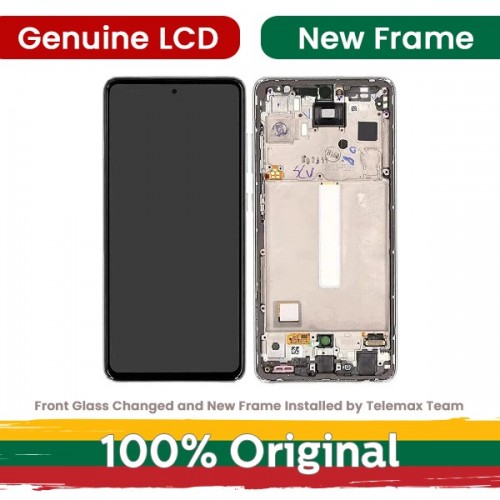 LCD Display Compatible With Samsung A528 A52s (A526 5G / A525 4G) with Frame / Awesome Black / (Renewed: Telemax)