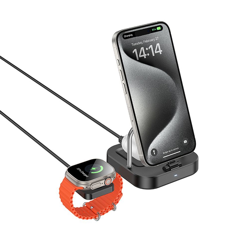 Wireles laadija Hoco 3in1 3A 5W compatible with Apple Watch CQ16A must