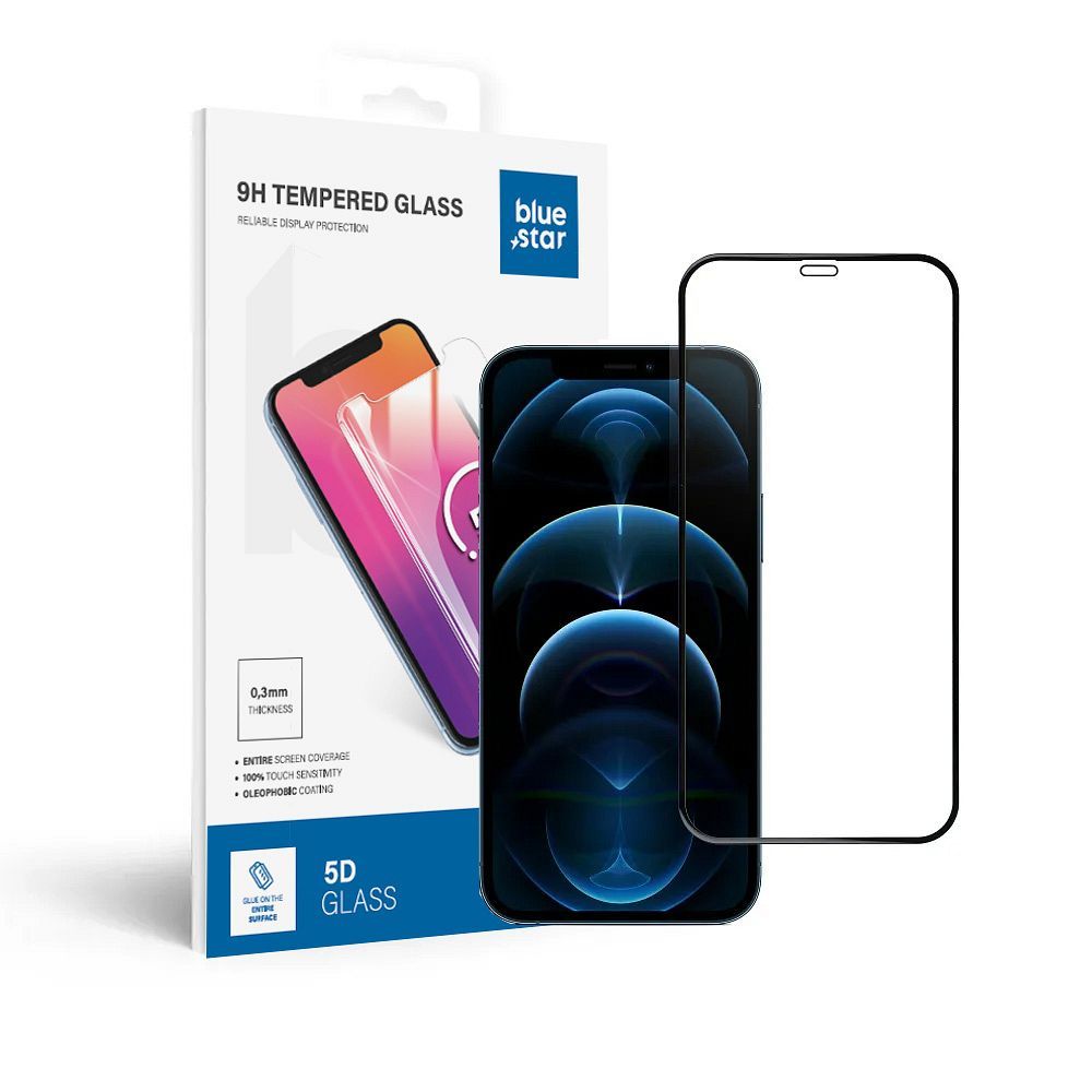 Karastatud klaas to iPhone 12/12 Pro (full glue) sinine Star 5D must