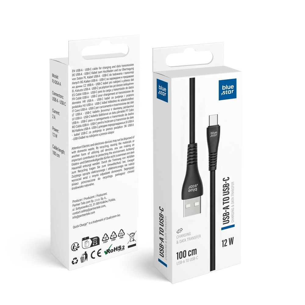 Blue Star kaabel USB A - USB C 2A 12W 1m PJ-DG4-A must