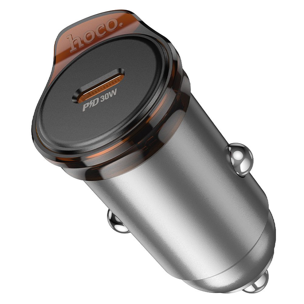 Car charger Hoco USB C QC PD 30W NZ16 metal gray