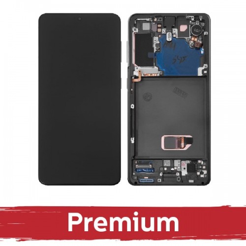 LCD Display Compatible With Samsung G991 S21 with Frame / Phantom Black / OEM