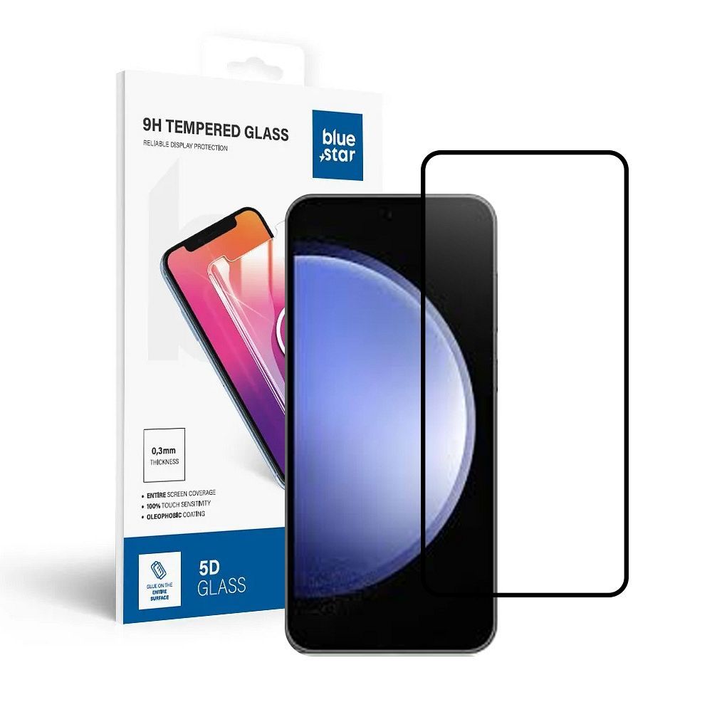Karastatud klaas sinine Star - SAMSUNG Galaxy S25 Full Face (full glue/Ümbris friendly) - must Karastatud klaas sinine Star