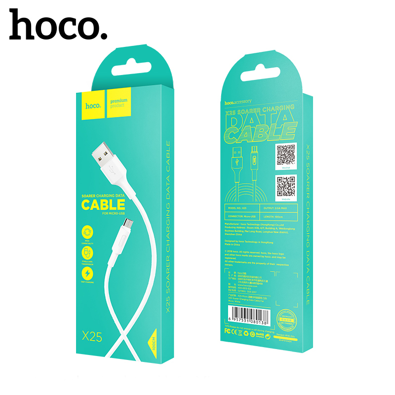 USB kaabel Hoco X25 microUSB 1.0m valge